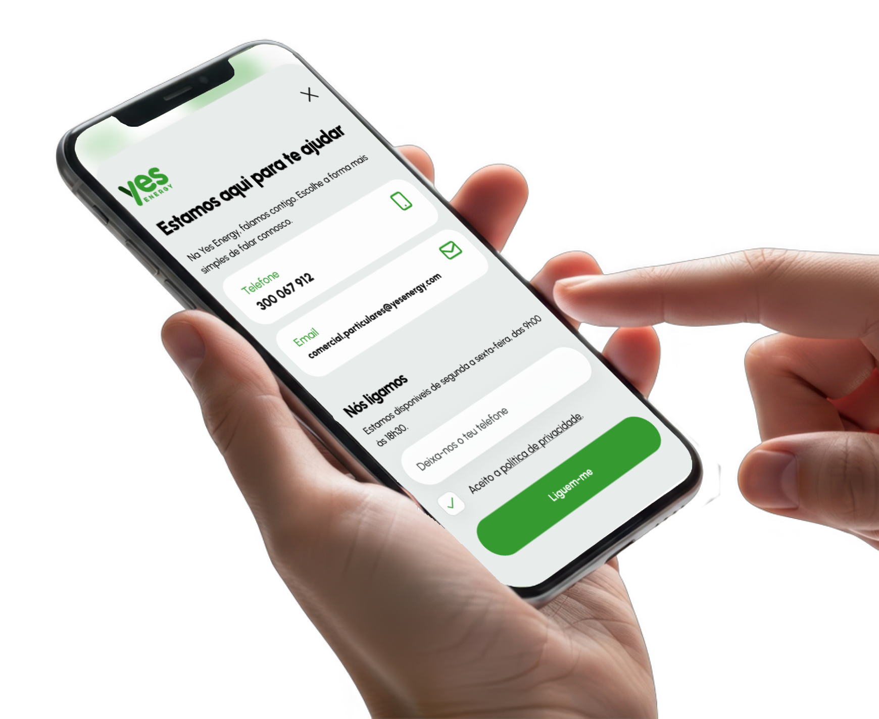 App Yes Energy no telemóvel